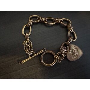 Vintage Juicy Couture Heart Bag Charm‎ Bracelet Gold Tone Y2K McBling Box